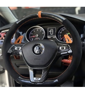 Golf 7 Jetta Passat Tiguan Polo F1 Araca Özel Dikmeli Direksiyon Kılıfı 5D KRİSTAL ALCANTRA YÜZÜKLÜ
