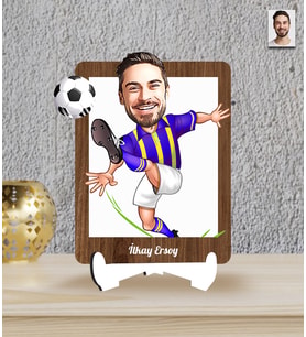Kişiye Özel Futbolcu Temalı Karikatür Ahşap Biblo