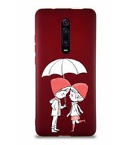 Xiaomi Mi 9T Soft Premier Kapak Aşk Tasarımlı Silikon Kılıf - Mürdüm (Şeffaf)