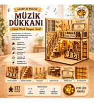 Müzik Dükkanı Ahşap Maket Seti – DIY Miniatür Müzik Mağazası Peri LED'li 3D Puzzle