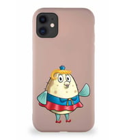 Apple iPhone 11 Soft Premier Kapak Bayan Puff Tasarımlı Silikon Kılıf - Pudra (Şeffaf)