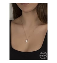 Crystal Taşlı Ros Top Oval 925 Ayar Gümüş Kolye