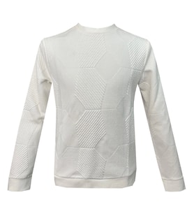 Süvari Bol Kesim O Yaka Kapitone Etnik Desenli Beyaz Sweatshirt