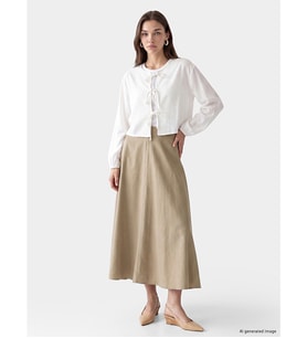 LCW Modest Ekru Beli Fermuarlı Kloş Etek