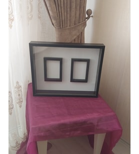 40x50 Cm Siyah Çift Fotoğraf Bölümlü Çerçeve! İsimsiz+Ledsiz! Gül Anı Çerçevesi