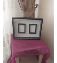 40x50 Cm Siyah Çift Fotoğraf Bölümlü Çerçeve! İsimsiz+Ledsiz! Gül Anı Çerçevesi