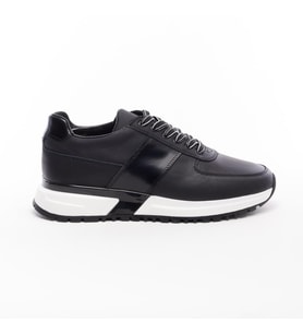 Bağcıklı Hakiki Deri Erkek Sneaker (Siyah)