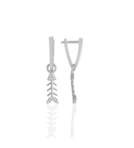 Söğütlü Silver Gümüş rodyumlu zirkon taşlı balık kılçığı v küpe