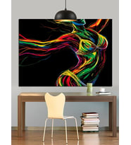 Neon Renklerde Soyut Çizgiler Kadın Dekoratif Kanvas - Mdf Ahşap Tablo