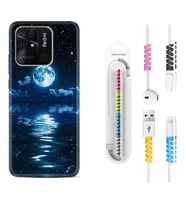 Xiaomi Redmi Note 7 8 9 Pro 10 2022 10 Pro 10S Kılıf Kablo Koruma Spiral Silikon Night Moon 1133