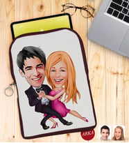 BK Gift Kişiye Özel Sevgililer Karikatürlü Taşınabilir Koruyucu Tablet Kılıfı & Organizer Çanta - Bordo-13