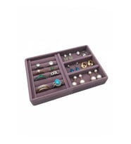 Lila Süet Kumaş Takı Standı, 22x14 cm, Çekmece İçi Organizatörü