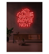 MOVIE NIGHT Yazılı ve Şekilli Neon Tabela