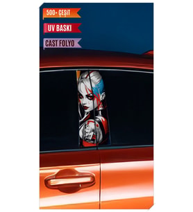 Araç Kapı Direk Kaplama Folyosu Joker Desenli (Sağ Sol Takım) (2 Adet) - 22x50 C (Çok Renkli)