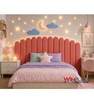 WİNFLEX YATAK BAŞLIK AY VE BULUT SET DEKORASYON PANEL - 180CM SOMON PEMBE