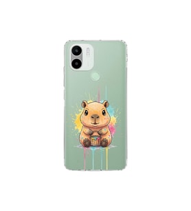 Redmi A1 Plus ile Uyumlu Splash Kapibara Tasarımlı Şeffaf Silikon Kılıf