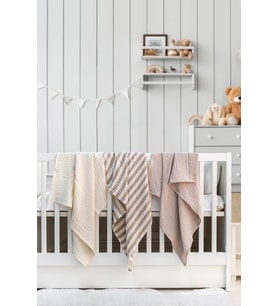 Örtü & Battaniye 3'lü Set%100 Pamuk Oeko-teks Sertifikalı 80x70 Cm (Bej-Ekru)