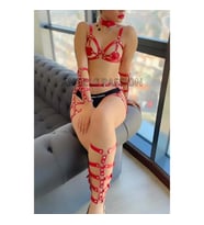 Kırmızı Deri Bacak ve Kol Harness Detaylı Takım