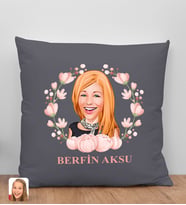 BK Gift Kişiye Özel Karikatürlü Anneler Günü Tasarımlı Antrasit Kırlent Yastık, Anneye Hediye, Ev Dekorasyonu, Anneler Günü Hediyesi-3