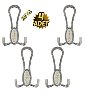 Krom Desenli Vestiyer Portmanto 4 Adet Askılık Metal