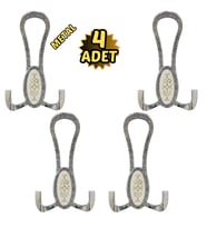 Krom Desenli Vestiyer Portmanto 4 Adet Askılık Metal