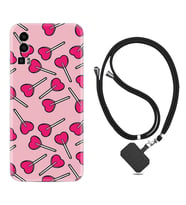 General Mobile Gm 23 Kılıf Resimli Boyun Askılı İpli Desenli Silikon Heart Lollipop 1414