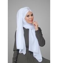 Beyaz Arkadan Bağlamalı Şal Şifon Pileli Taşlı Elişi İşlemeli 1840_42