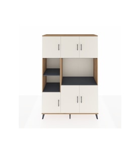 Hyperion Dolap 9 Raflı 6 Kapaklı 132x44x195 Çam-Aytaşı/Antrasit