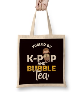 Fueled By K-Pop And Bubble Tea Korean Pop Music Food Drinks Bez Çanta Uzun Saplı