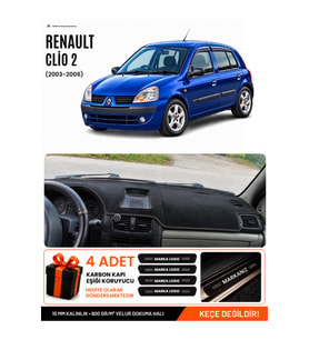 RENAULT CLİO SYMBOL AİRBAGLİ (2003-2006) Uyumlu Torpido Örtüsü Torpido Kılıfı - Siyah