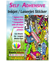 100 Adet A4 Sticker Güçlü Yapışkanlı mat Etiket Kağıdı inkjet - lazer Epson Tanklı yazıcılar için