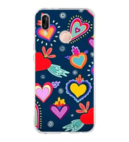 PrintiFy Huawei P20 Lite ile Uyumlu 1mm Slim Fit Retro Renkler 3 Baskılı Şeffaf  Kılıf