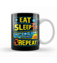 Cute Eat Sleep Fly Repeat Airplane Pilot Aviation Kupa Bardak Porselen