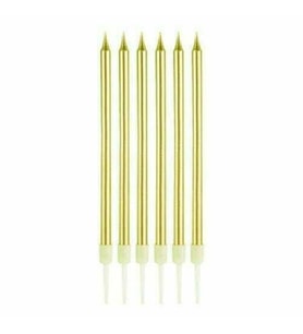 Metalik İnce Mum Gold 13 cm