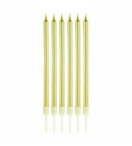 Metalik İnce Mum Gold 13 cm