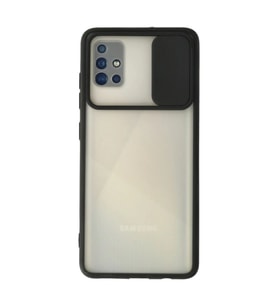Samsung Galaxy A71 Kılıf Palm Buzlu Kamera Sürgülü Silikon - Siyah