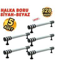 5 Adet Metal Halka Mobilya Çekmece Dolap Kulpu Siyah-Beyaz 128mm (Siyah - Beyaz)