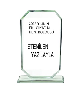 Kristal  cam Plaket Beyaz lale 12x22 istenilen yazıyla