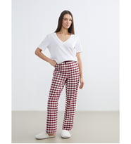 LCW DREAM Kırmızı Beli Lastikli Ekose Kadın Pijama Altı