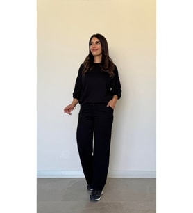 Kadın Uzun Kollu Bisiklet Yaka Viskon Iki Iplik Bluz Ve Pantolon Ikili Takım
