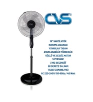 CVS 16 İnç Ayaklı Vantilatör 40 W Güçlü Hava Akışı ile Siyah Modern Tasarım