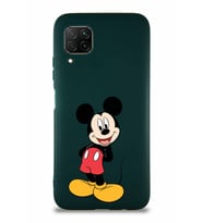 Huawei P40 Lite Soft Premier Kapak Mickey Mouse-B Tasarımlı Silikon Kılıf - Yeşil (Şeffaf)