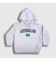 Presmono Unisex Çocuk Beyaz Bayrak Flag V2 Azerbaycan Azerbaijan Kapüşonlu Sweatshirt 536609tt (Beyaz)