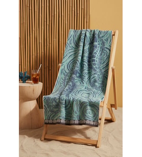 Turkuaz & Siyah Şeritli Poseidon %100 Pamuklu Plaj Havlusu 70x140 cm