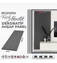 KEÇELİ DEKORATİF AKUSTİK AHŞAP PANEL – ANTRASİT GRİ  (60X240CM).