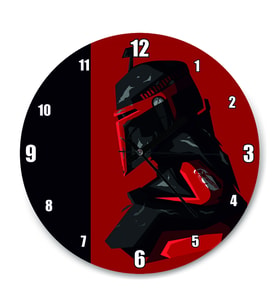 Cakatablo Star Wars Kırmızı Zeminde Kask Duvar Saati