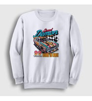 Presmono Unisex Beyaz Speed Demon Araba Yarışı Otomobil Sweatshirt 472381tt