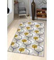 Sarı Petek Kaymaz Tabanlı Makinede Yıkanabilir Halı BE07 - 100 x 160 cm