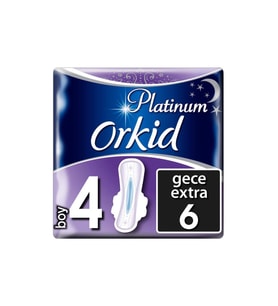 Orkid Platinum Hijyenik Ped Gece Extra Tekli Paket 6 Ped