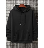 Unisex Pamuk Şardonlu Kapüşonlu Sweatshirt (Siyah)